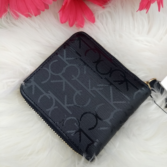 WALLET SOLD Calvin Klein Signature Black Floral Shopper Tote + Wallet - Picture 14 of 16